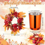 Umigy 6 Set Fall Candle Holders Glass Votive, Pumpkin, Red - Image 2