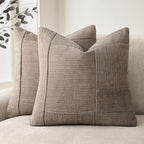 Foindtower Set of 2 Decorative Patchwork Chenille Throw Pillow Covers Textured Modern Vintage Cushion Covers Neutral Boho Accent Home Decor for Sofa Chair Couch Bed Living Room,22×22 Inch,Taupe Gray by Foindtower