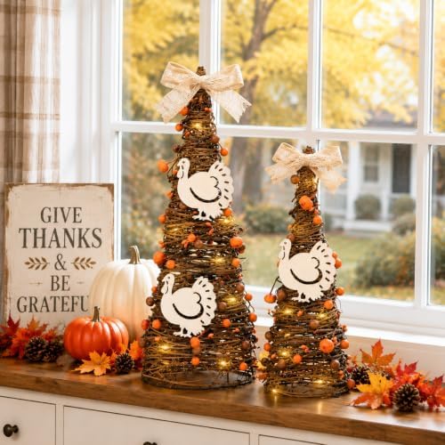 Lighted Thanksgiving Table Tree, Turkey Centerpiece Decor, Fall Decor - Image 3