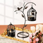 Decorative Birdcage Candle Holders for Tealight Candles, 13.8in Tall Black Vintage Candle Holder, Metal Bird cage Candle Stands for Rustic Home Decor Table Wedding Christmas Centerpiece Bird Decor - Image 2