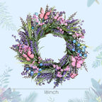 Lavender Wreaths for Front Door 18 Inch Spring Summer Wreath with Lavender,Berries, Butterflies,for Year-Round Use Indoors and Outdoors as Wall, Door, Window, Party and Wedding Decorations - Image 3