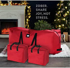 ZOBER Christmas Tree Storage Bag - With 2 Ornaments Accessories/Garland Bags - Fits 9 Ft Trees - 600D Oxford Fabric Christmas Tree Bag For Storage Box For Xmas - Strong, Durable Handles - Red - Image 2