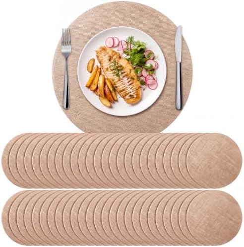 Mifoci 100 Pcs Round Burlap Placemats Bulk 15.75 Inch Boho Table Mats by Mifoci