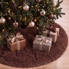 Chocolate Brown Faux Fur Christmas Tree Skirt 60 Inch Plush Tree Skirt by Skylety