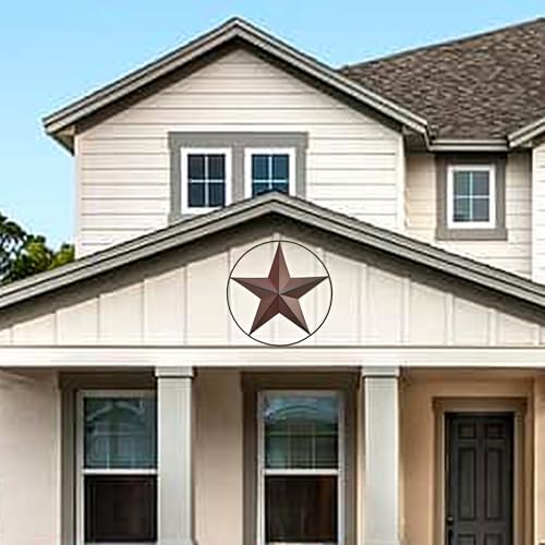 JoyEvy 24.5" Red Large Barn Star Wall Decor-Americana Exterior House Decor-Metal Star for Outside Texas Stars Art Rustic Vintage Western Country Home Farmhouse Wall Decoration - Image 2