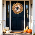24 Inch Fall Wreath for Front Door, Autumn Harvest Wreaths with Yellow Leaves, Dahlia, Artificial Wreath for Indoor Outdoor Porch Thanksgiving Home Farmhouse Decorations - Image 6