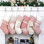 GEX Christmas Stockings 6 Pack for Family 20" Large Rustic Farmhouse Country Red Xmas Stockings with Tassels Hanging Ornament Decorations for Fireplace Xmas Season (Red, Set of 6) - Image 2