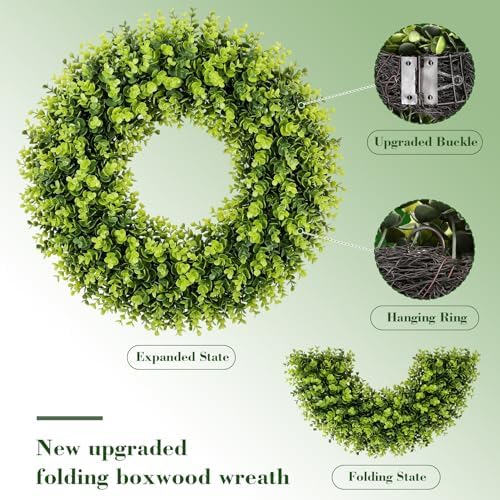 24" Artificial Eucalyptus Wreaths for Front Door Green Wreath All Seasons - Image 2