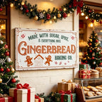 30" Vintage Metal Christmas Wall Sign - Gingerbread Baking Co. Rustic Wall Mount Holiday Decor Distressed Wall Hanging Iron Plaque Christmas Wall Art for Home Mantel Porch Bakery (White#2) - Image 6
