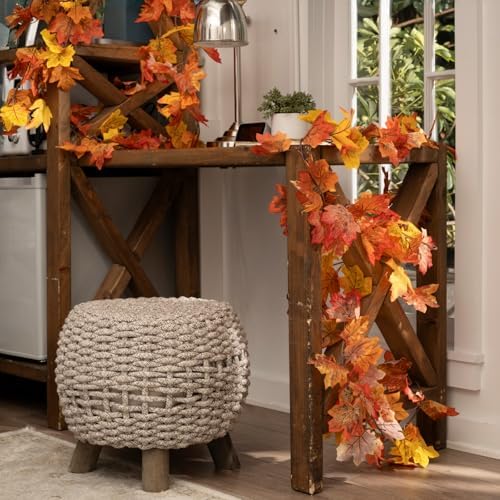 CQURE 12 Pack Fall Leaf Garland, 5.9Ft Artificial Maple Leaf Garland Fall Leaves Autumn Hanging Vines Maple Leaves Thanksgiving Decor for Home Wedding Fireplace Party - Image 3