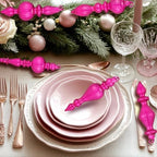 Mifoci 8 Pcs 6 Inch Mercury Glass Finial Christmas Ornaments,Hot Pink - Image 5
