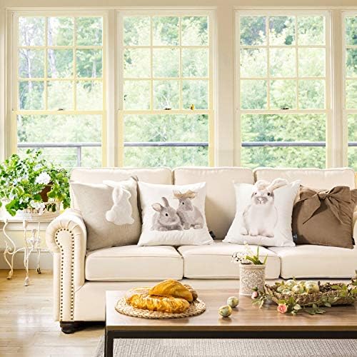 Phantoscope Pack of 4 Happy Easter Throw Pillow Case Cushion Cover Wonderful Rabbits 18 x 18 inches 45 x 45 cm - Image 3