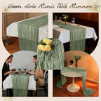16 Pack Green Cheesecloth Table Runner, 120” Boho Gauze Fabric Runner Vintage Rustic Decor for Wedding Banquet Birthday Holiday Dining Table - Image 4