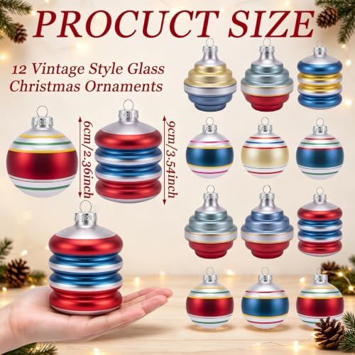 12 Pcs Vintage Glass Christmas Ornament Reflector Decor, Delicate - Image 4