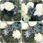 Artificial Wedding Arch Flowers Kit, 2 Pcs Garlands Silk Peony Flower Swag, Rustic Artificial Eucalyptus Greenery Floral Swag, Artificial Floral Garland Wreath for Wedding Ceremony Party(Champagne) - Image 6