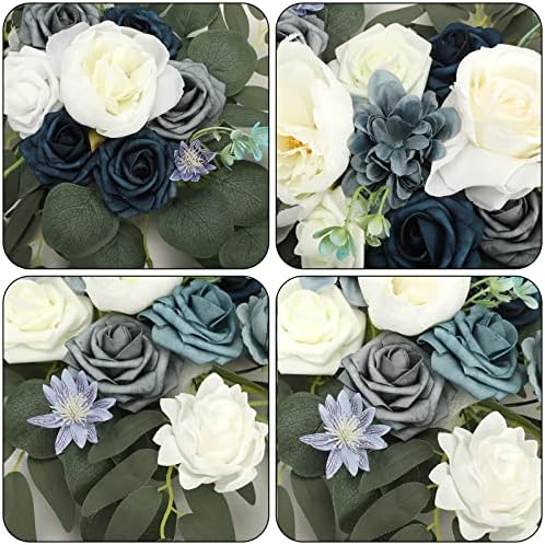 Artificial Wedding Arch Flowers Kit, 2 Pcs Garlands Silk Peony Flower Swag, Rustic Artificial Eucalyptus Greenery Floral Swag, Artificial Floral Garland Wreath for Wedding Ceremony Party(Champagne) - Image 6