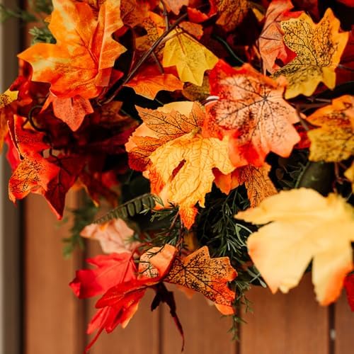 CQURE 14 Pack Fall Leaf Garland, Total 82.6Ft Artificial Fall Vines Autumn Garland Fall Maple Leaves Thanksgiving Decor for Home Wedding Fireplace Party - Image 4