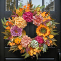 24 Inch Artificial Fall Wreaths for Front Door Outside with Sunflower,Peony by Pinkpuii