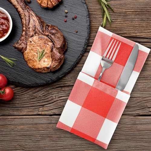 Buffalo Plaid Table Napkins Set of 100 Checkered Cloth Napkins 17x17 inch Washable Dinner Gingham Pattern Napkins Soft Napkins for Wedding Party Dining Banquet(Red and White) - Image 6