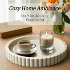 Round Decorative Tray for Coffee Table Decor, Circle Tray Decor 11" Beige - Image 4
