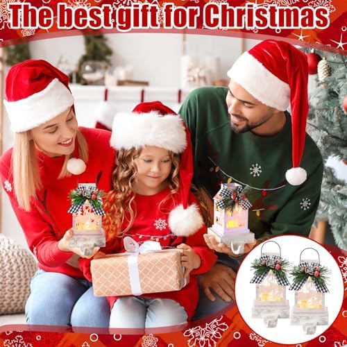 Therwen 2 Pcs Christmas Stocking Holders Lantern, LED, Elk, White - Image 4