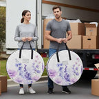Spring Flower Round Storage Bag 24 Inch, Idyllic Purple Lavender Clothes Storage Container with Handles Heavy Duty Organizer for Comforter, Bedding & Holiday Wreaths - Image 4