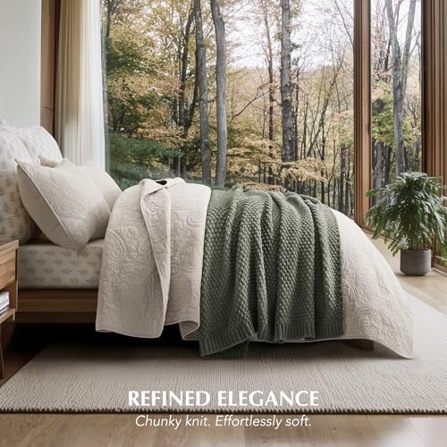 EVERGRACEHOME Chunky Chenille Knit Throw Blanket, 50x60, Dried Thyme Green - Image 5