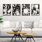 Bakovity Black Abstract Wall Art, Metal Art Wall Decor, Large Geometry Art, Modern 3D Abstract Wall Sculptures for Bedroom Bathroom Living Room (4 Pack, 16 x 11 in) by BakovityOutdoorGlovesGear