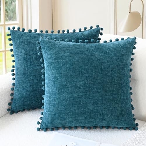CaliTime Decorative Couch Throw Pillow Covers 22 X 22 Inches Ocean Blue by CaliTime