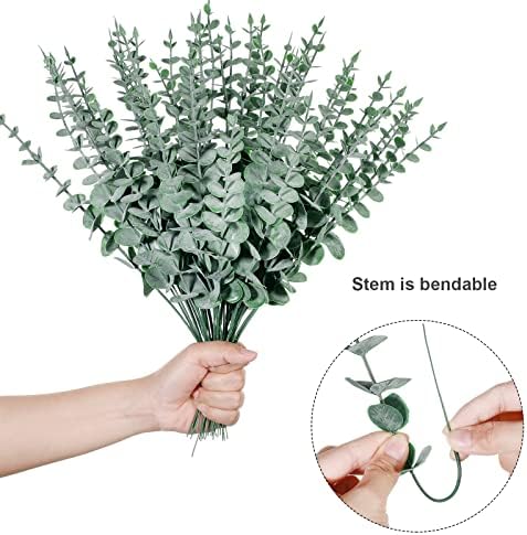 Canlierr 100 Pcs Faux Eucalyptus Stems Greenery Leaves Branch,Dark Green - Image 3