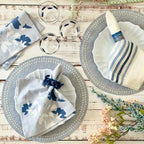 Bodrum Pearls Round Embroidered Placemats Set of 4 – 15" Elegant Table Mats for Dining, Weddings & Special Occasions, Decorative, Wipe-Clean Vinyl Placemats, Bluebell/White - Image 4