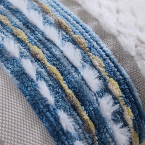 Boho Throw pillow covers 18x18 set of 2 farmhouse decorative Couch pillow covers neutral Accent throw pillows covers striped outdoor cushion covers square textured chenille pillow cases for sofa bed - Image 2