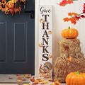 Glitzhome 42"H Thanksgiving Wooden Give Thanks Porch Sign, Vertical Farmhouse Hanging Sign Pumpkin Turkey Porch Décor for Fall Harvest Thanksgiving Autumn Indoor Outdoor Decorations by Glitzhome