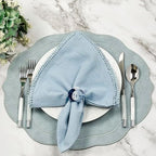 Handcrafted Acrylic Beaded Napkin Rings – Set of 4, Blue - Image 5