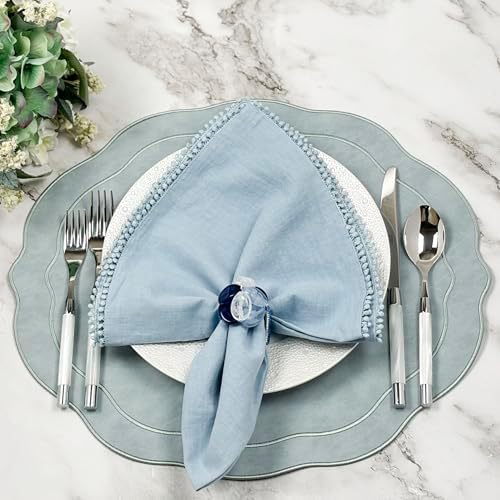 Handcrafted Acrylic Beaded Napkin Rings – Set of 4, Blue - Image 5