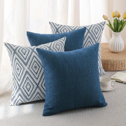 HPUK Throw Pillow Covers 18x18, Set of 4, Navy Blue Couch Pillow Covers - Image 5