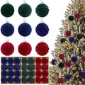 36 Pcs Velvet Christmas Ornament Vintage Ball Bulk, Blue Green Burgundy Red by Junkin