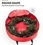 Zober Christmas Wreath Storage Container - 48 Inch Wreath Bag For Artificial Wreaths - Dual Zippered Wreath Storage W/Strong, Durable Handles - Red - Image 3