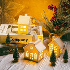 Mwfus 7 Pcs Christmas Miniature Porcelain Village Sets with LED Lights - Image 4