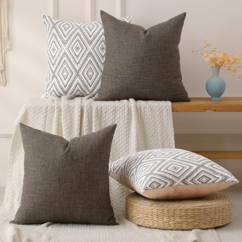 HPUK Throw Pillow Covers 20x20, Set of 4, Natural Couch Pillow Covers - Image 5