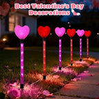YUNVI 6 Pack Valentine's Day Pathway Lights,8 Modes LEDs Red&Pink Heart Stake Light with Timer Valentine Walkway String Lights Markers for Outdoor Backyard Patio Lawn Garden Party Decoration - Image 6