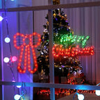 2 Pack Christmas Window Silhouette Lights - Lighted Merry Christmas Sign and Bow for Holiday Indoor Wall Door Glass Decorations - Image 3