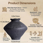 Wabi Sabi Rusty Vintage Vase, 11.4" Tall Wabi Sabi Decor Rustic Farmhouse Pottery Vase for Centerpiece, Textured Pottery Flower Vases for Home Decorative, Table, Living Room (Black, Large) - Image 2