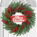 Christmas Wreaths for Front Door,Winter Wreaths for Indoor and Outdoor Decorations,Christmas Door Wreath with Pine Cones and Leaves,Berries,Wood Sign for Decor by TISEMENT