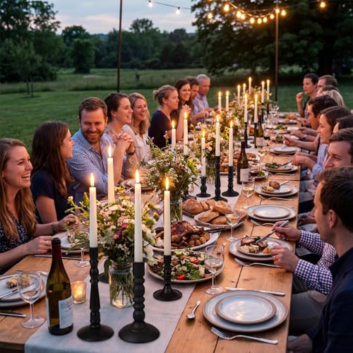 Mumufy 30 Pcs Matte Candlestick Holders, Metal Wedding Taper Candle Holders Vintage Candles Stand Set, Candle Stick Decor for Mantel Table Centerpiece Wedding Dining Table Decor Mantelpiece (Black) - Image 6