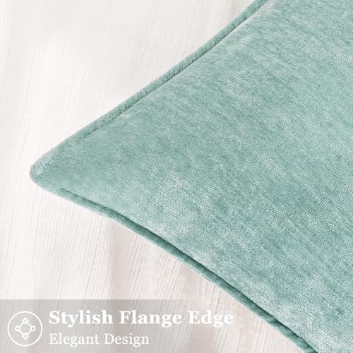 decorUhome Chenille Aqua Haze Velvet Throw Pillow Covers 22x22 Set of 2 - Image 3