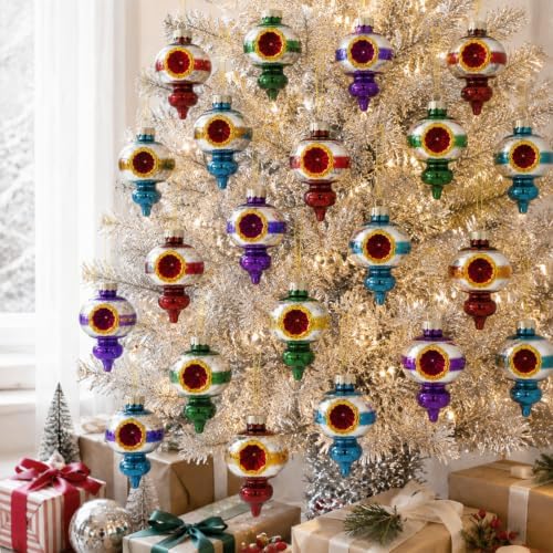 12 Pcs Vintage Glass Christmas Ornament Reflector Decor, Plain - Image 5