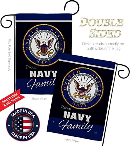 Navy Proudly Family Garden Flag - Set with Stand Armed Forces USN Seabee United State American Military Veteran Retire Official - House Banner Small Yard Gift Double-Sided Made in USA - Image 3