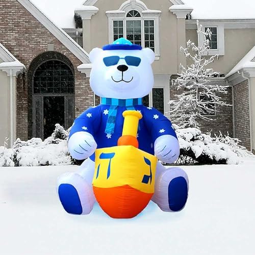 Jumbo 11' ft Hanukkah Inflatable Yard Decoration Lighted Chanukah Themed Bear Blowup Indoor and Outdoor Holiday Decorations LED Glowing with Air Blower, Tie-Down Stakes Chanukah Décor By Zion Judaica - Image 4