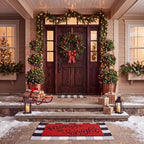 Honoson 2 Pcs Merry Bright Christmas Doormat Red White Buffalo Plaid Decor - Image 6